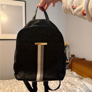 Tommy Hilfiger Black Backpack with Gray and White Accents